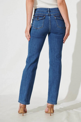 Lea Jeans - Mid Rise Straight Leg Jean In Mid Blue Denim