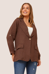 Penny linen jacket- Chocolate