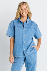Quinn Cotton Shirt - Blue Medium