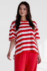 Relax Boxy Tee - Red Stripe | Betty Basics