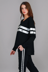 Two-Stripe Graphic Sweatshirt By 3rdStory