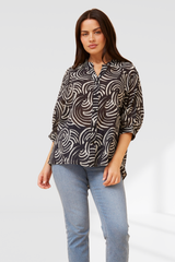 Rachael shirt - Black Abstract