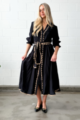 Lace Trim Godet Dress