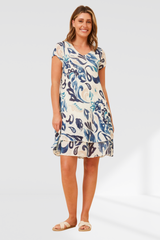 Isha Leaf Dress - Blue