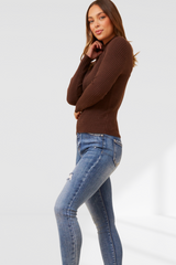 Azura Ribbed Knit Jumper - Chestnut