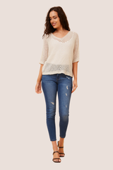 Belinda crochet knit pullover- Beige