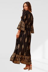 Paisley Boho Maxi Dress - Black