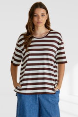 Relax Boxy Tee - Brown Stripe
