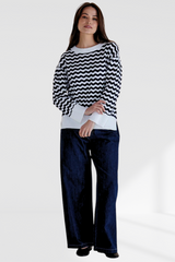 Ember Knit Jumper - Navy Wave Stripe | Betty Basics
