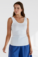 Emma Scoop Tank - White | Betty Basics