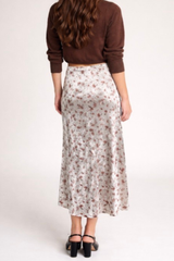 Velvet Floral Midi Skirt