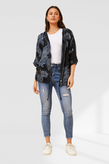 Imogen paisley printed hoody jacket- Black