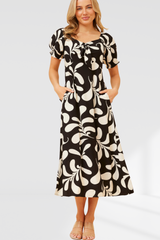 Sweetheart Abstract Dress - black and White