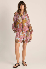 Daria Shirred Blouse - Leaf Print