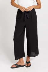 Bella Wide Leg Crop Pants - Black