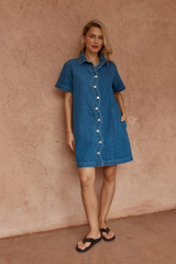 Pepe Wave Denim Dress - Classic Blue