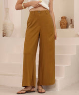 Charlie Silk Linen Pants - mustard