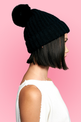 Drea PomPom Beanie - Black