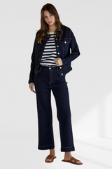 Cindy Collarless Denim Jacket - Ink | Betty Basics
