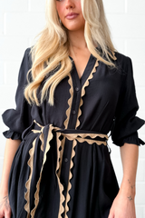 Lace Trim Godet Dress