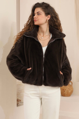 Kimberly fur jacket - chocolate