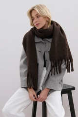 Betty Wool Plain Fluffy Scarf in Brown