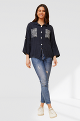 Sequin pocket shirt - Blue Scuvo
