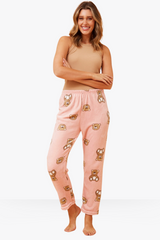 Teddy Bear Plush Pyjama Pants - Pink