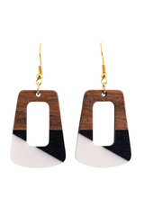 KiKi Geo Wood Rectangles Earrings