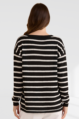 Betty Basics Bradford Knit Top - Cream/Black