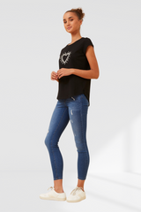Embellished Heart Tee - Black