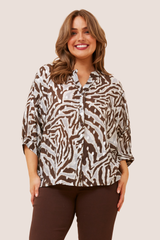 Rachael shirt - chocolate animal print