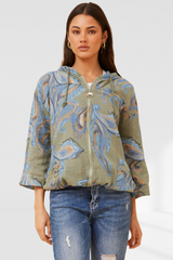 Imogen paisley printer hoody - khaki