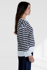 Ember Knit Jumper - Navy Wave Stripe | Betty Basics