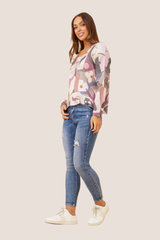 Lori knitted top - multi burgundy