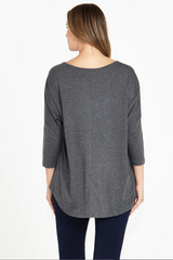 Milan 3/4 Sleeve Top - Charcoal
