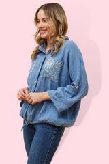 Sequin pocket shirt - Blue