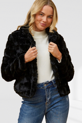 Olea Faux Fur jacket-black