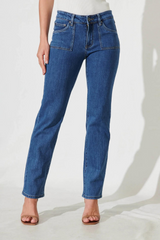 Lea Jeans - Mid Rise Straight Leg Jean In Mid Blue Denim