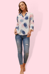 Gabriella Top - Polka Dot Top- Pink