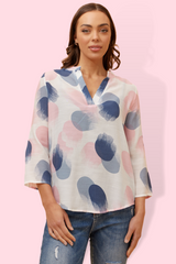 Gabriella Top - Polka Dot Top- Pink