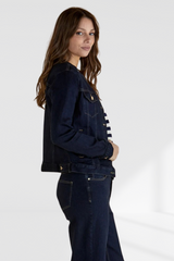 Cindy Collarless Denim Jacket - Ink | Betty Basics