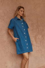 Pepe Wave Denim Dress - Classic Blue