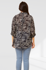 Rachael shirt - Black Abstract