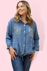 Sequin pocket shirt - Blue