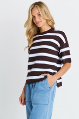 Libby Boxy Top- chocolate stripe