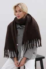 Betty Wool Plain Fluffy Scarf in Brown