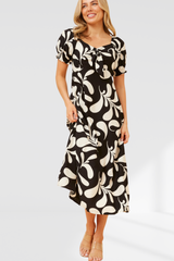 Sweetheart Abstract Dress - black and White