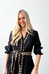 Lace Trim Godet Dress