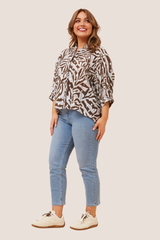 Rachael shirt - chocolate animal print